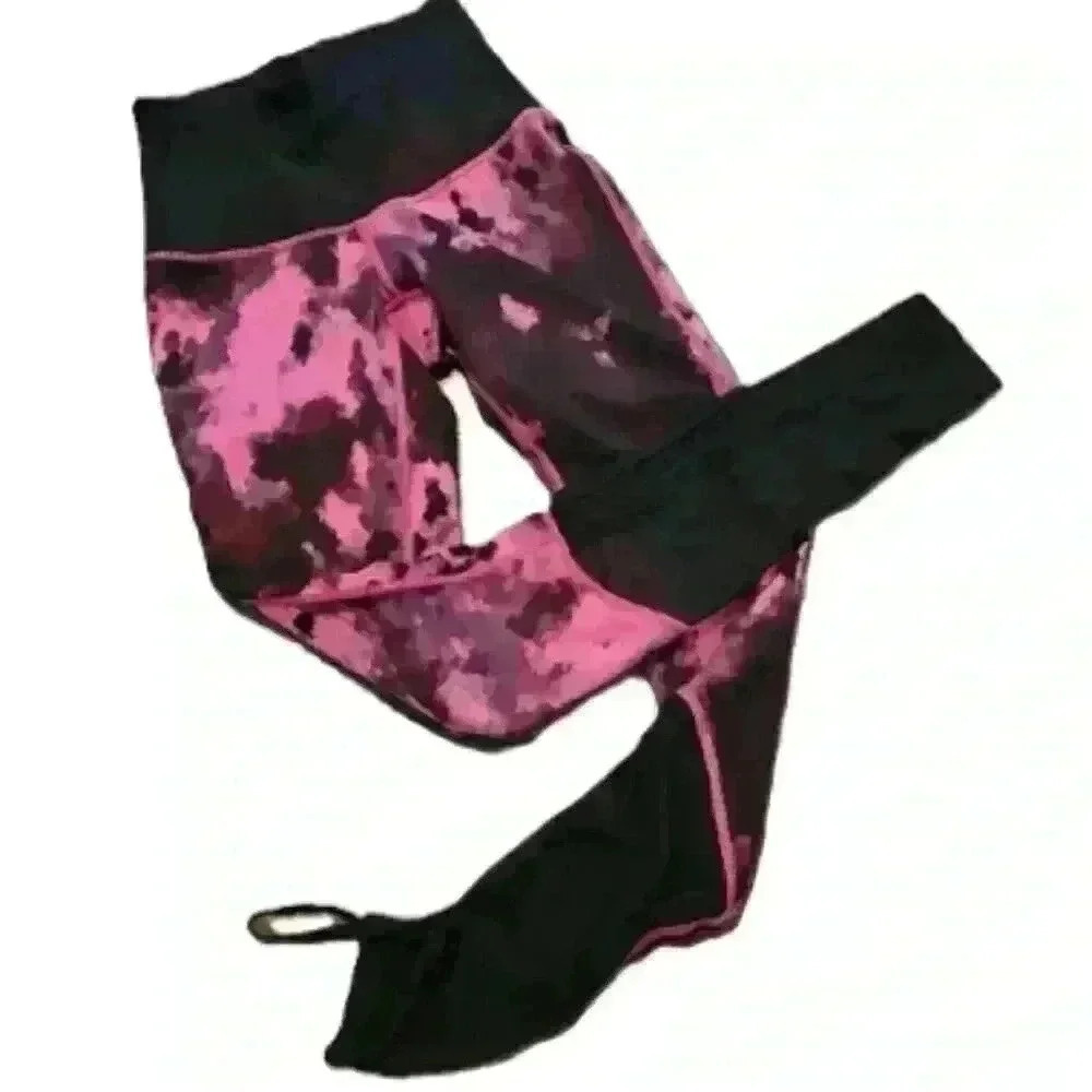 Lululemon Sweaty Endeavor✨Blooming Pixie✨Raspberry/Black Leggings Sz 4 MSRP $128 - Picture 9 of 10
